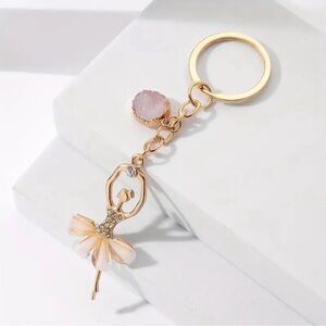 Elegant Gold Ballerina Keychain